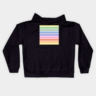 Vintage white and bright pastel rainbow stripes - horizontal Kids Hoodie